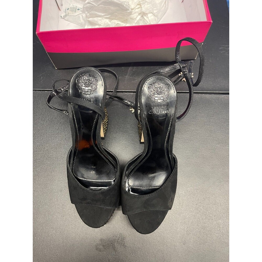 NEW Vince Camuto Women's Inna Platform Sandal Black Studded Rhinestones Sz 8.5M - Picture 3 of 7